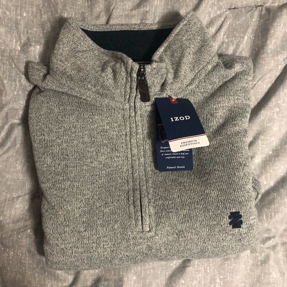 IZOD Gray Quarter Zip Sweater XL